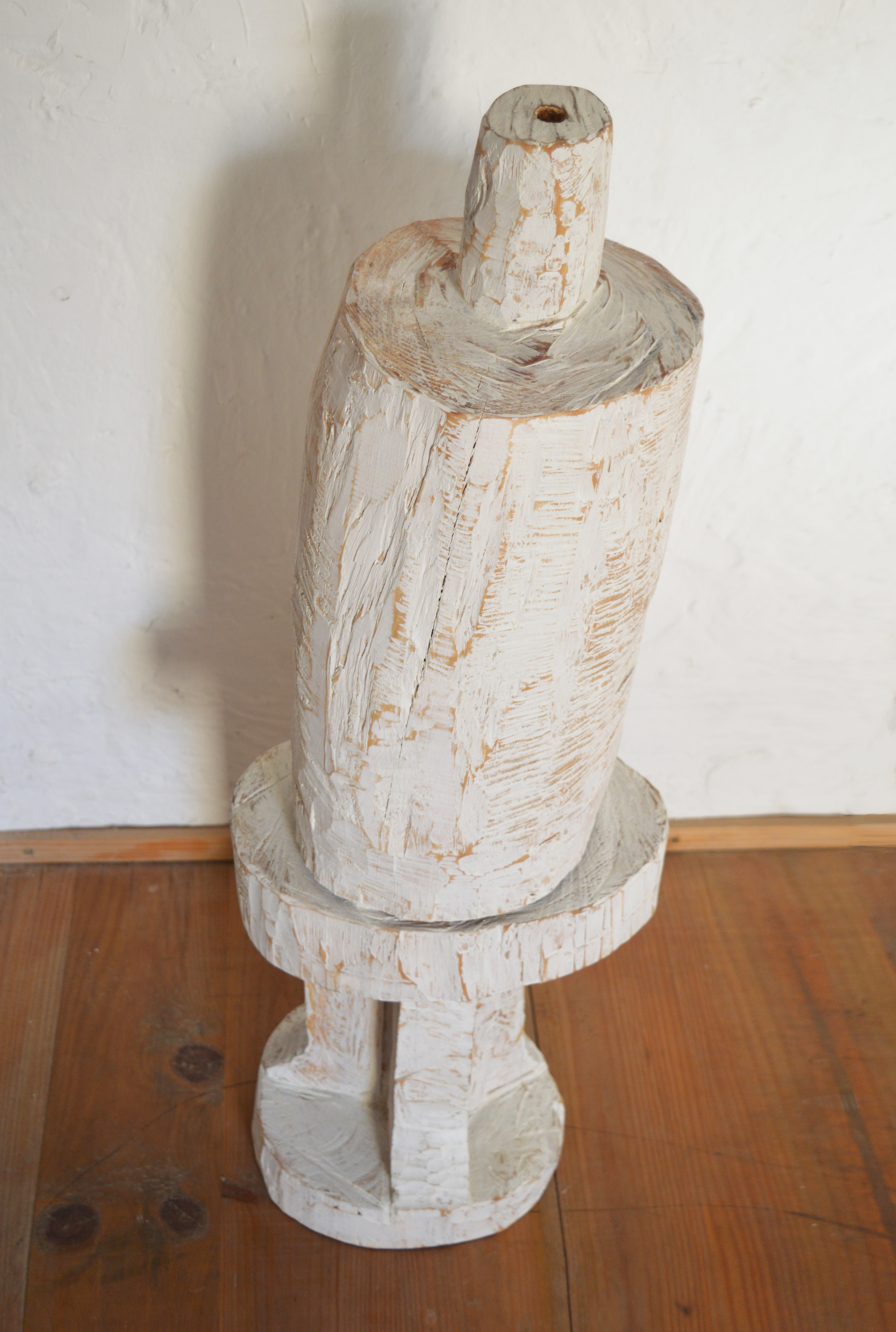 carved and painted pine wood, 83 x 28 x 20 cms, 2022