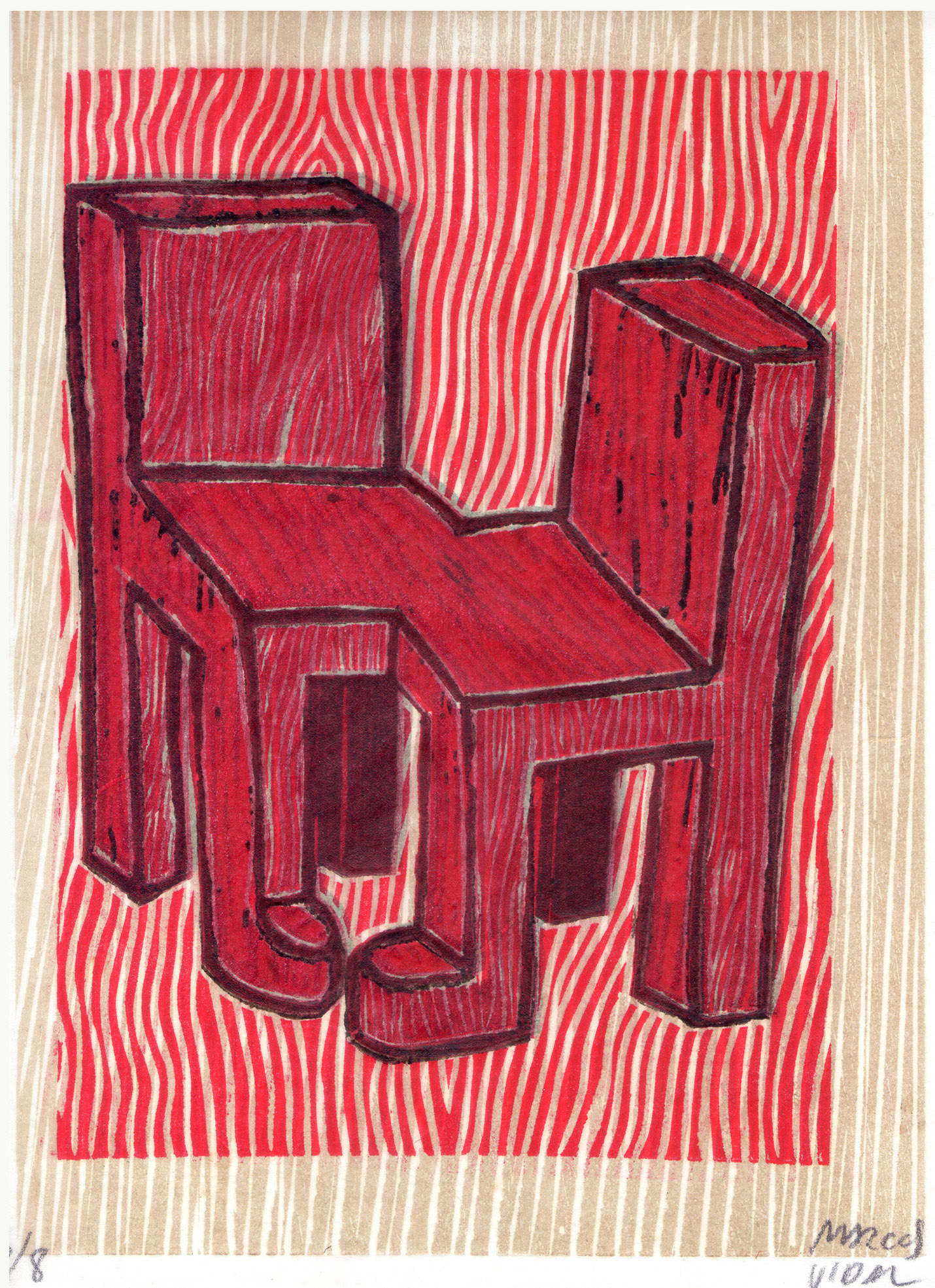 Woodcut on Japanese paper, 32 x 24 cms