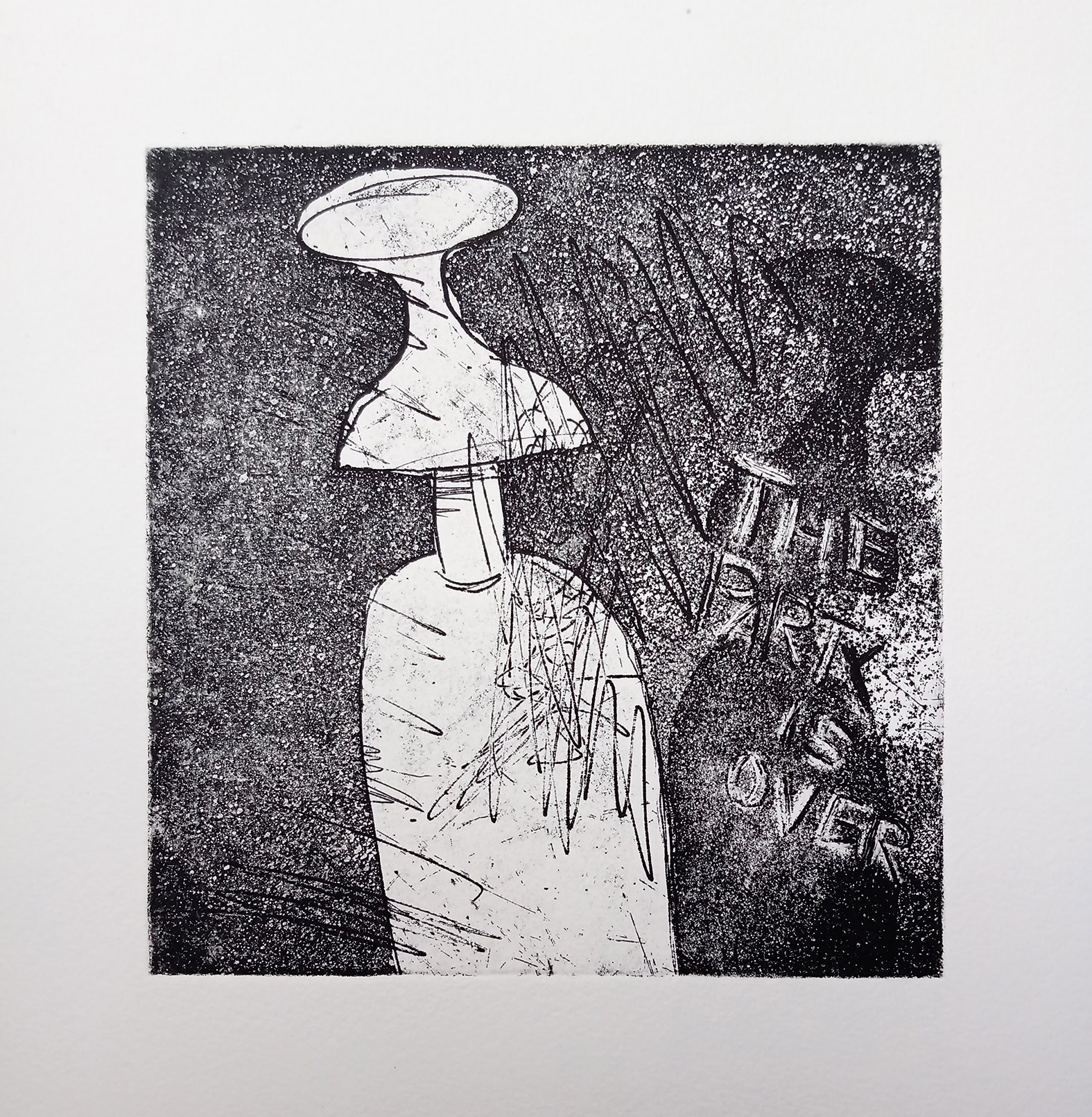 Etching on cotton paper, 14 x 14 cm, 2021